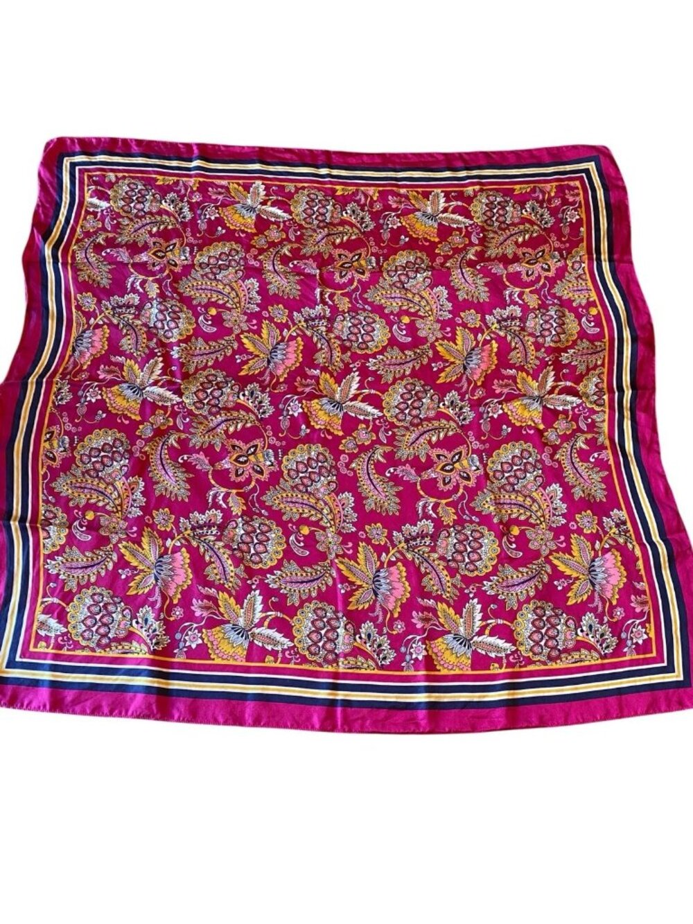 Silk Floral Scarf Purple Multicolor 33x33 Lightweight Square Neck Scarf - Picture 4 of 7